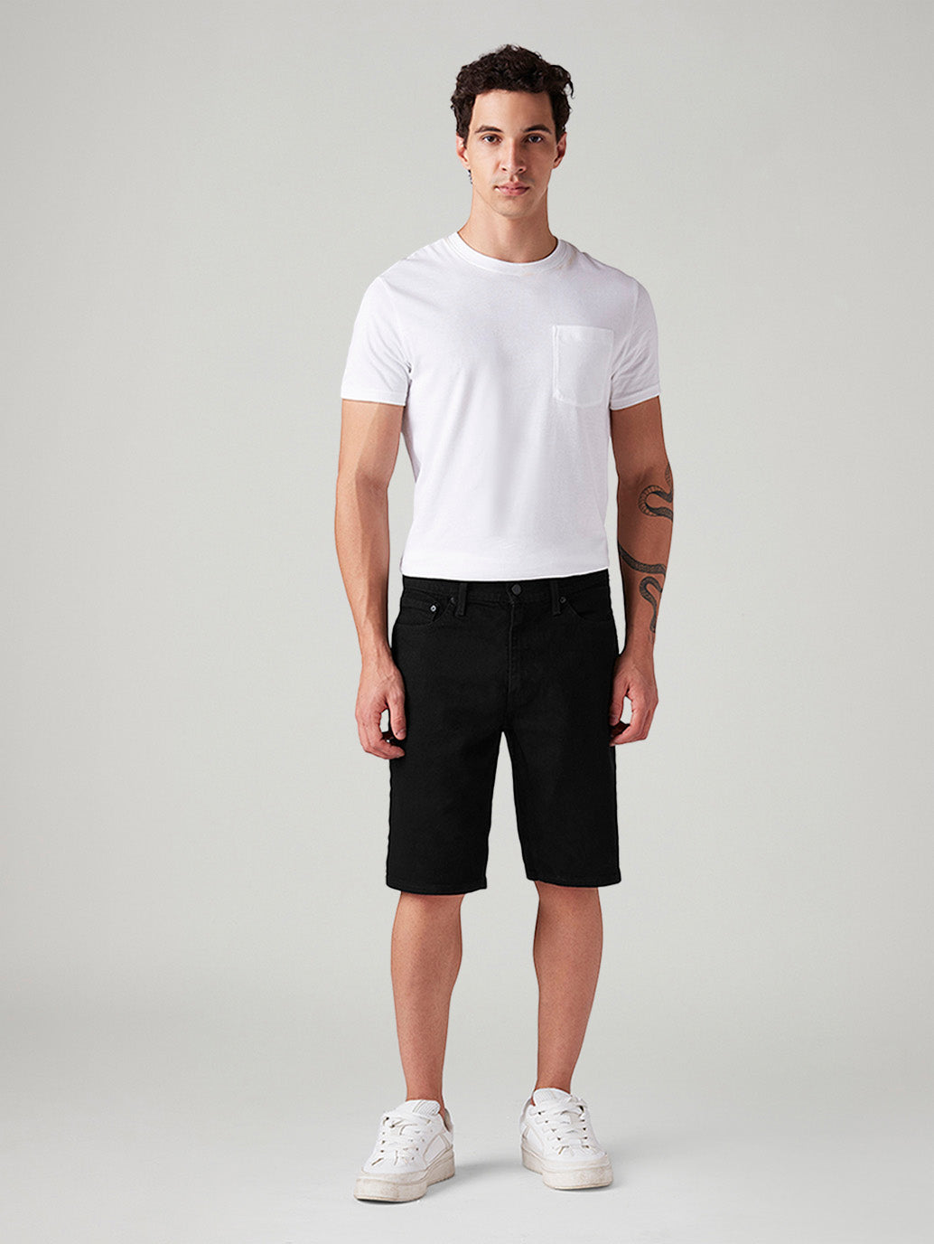 Men's 541 Black Athletic Tapered Fit Mid Rise Shorts - Front View