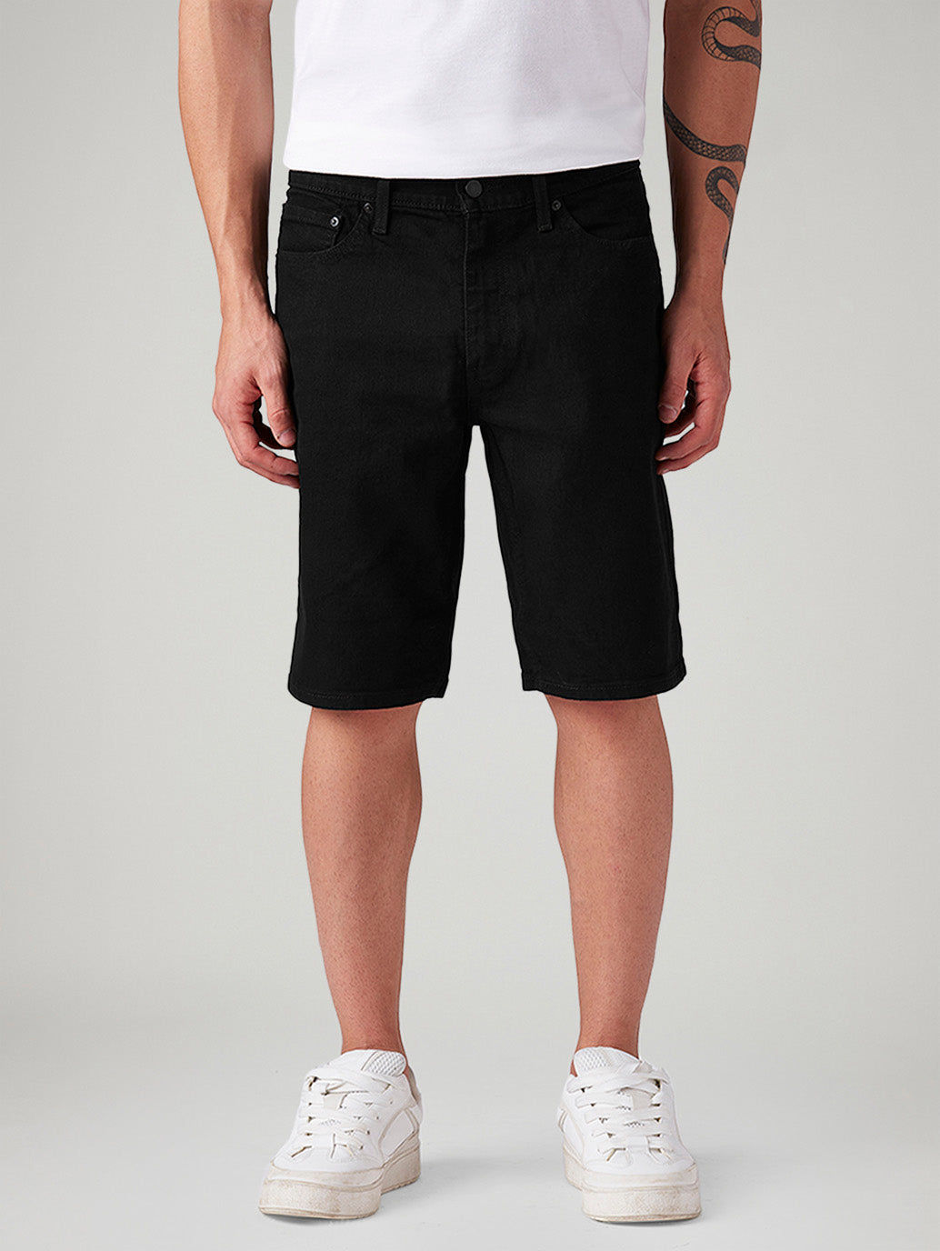 Men's 541 Black Athletic Tapered Fit Mid Rise Shorts - Front View