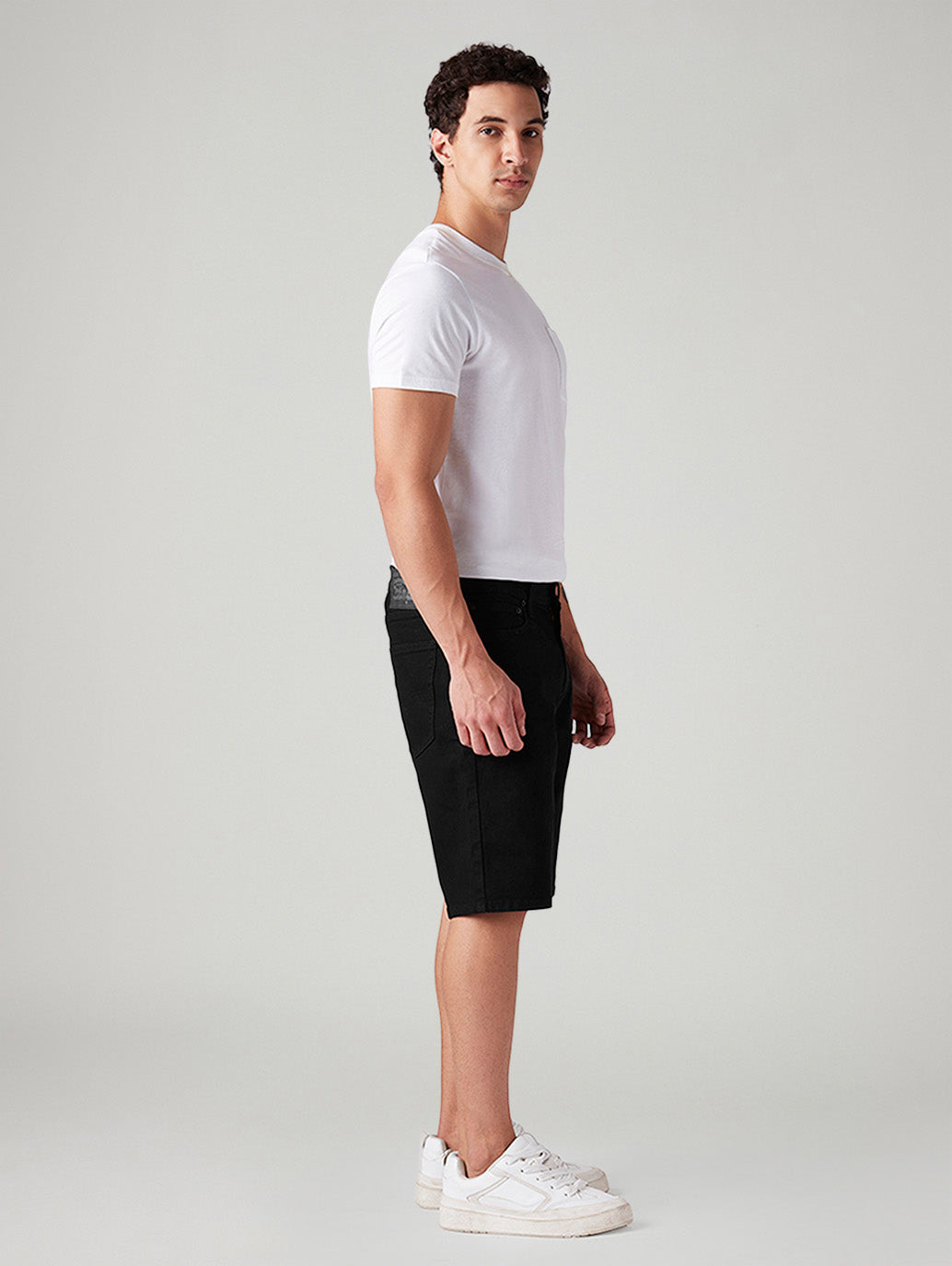 Men's 541 Black Athletic Tapered Fit Mid Rise Shorts - Side View