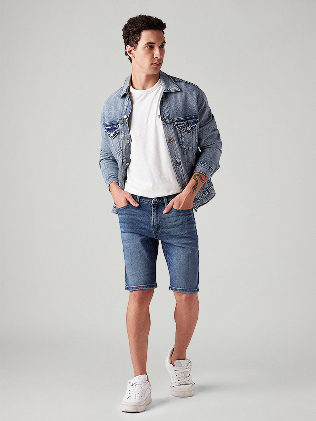 Men's 541 Blue Athletic Tapered Fit Mid Rise Shorts - Styleshot View