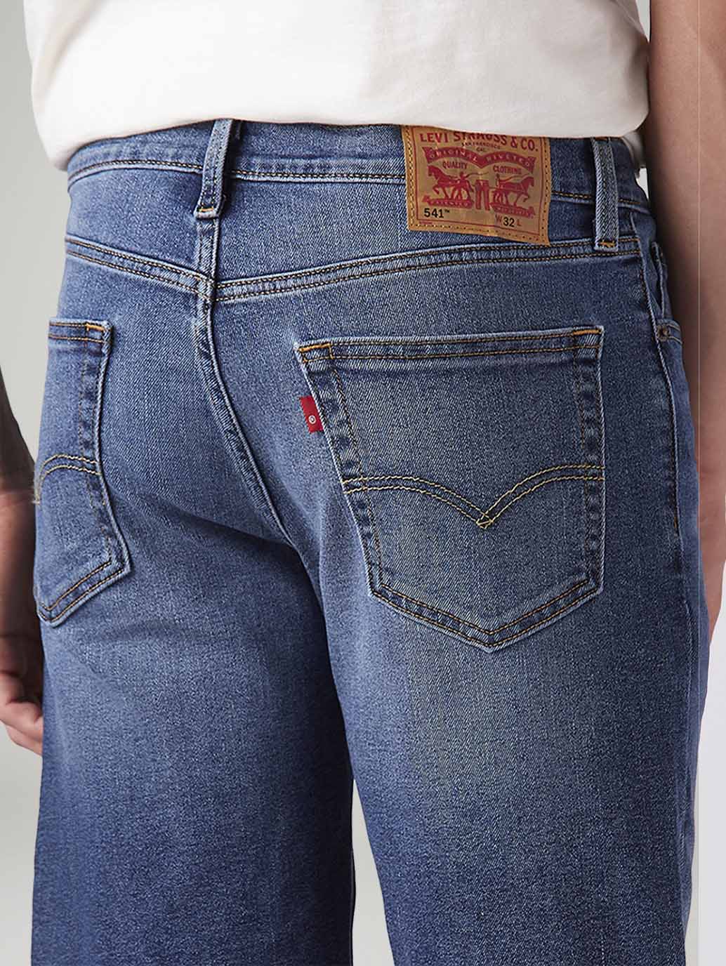 Men's 541 Blue Athletic Tapered Fit Mid Rise Shorts - Detail View
