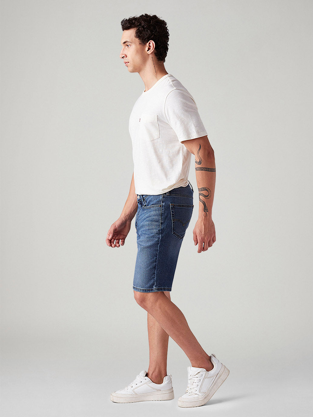 Men's 541 Blue Athletic Tapered Fit Mid Rise Shorts - Side View