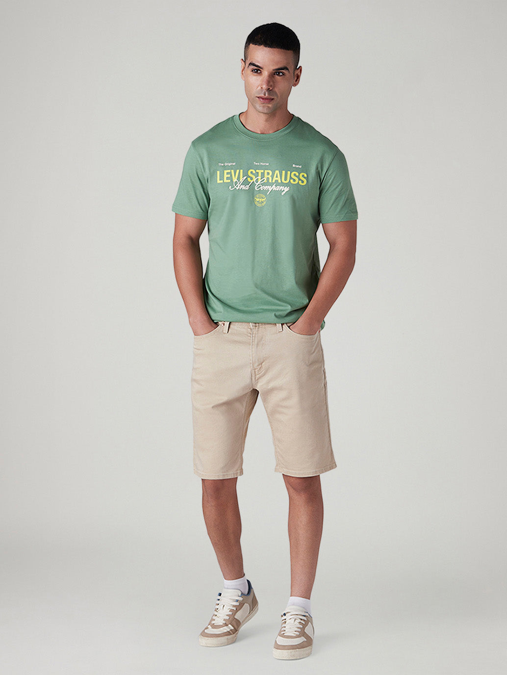 Men's 541 Beige Tapered Fit Mid Rise Shorts