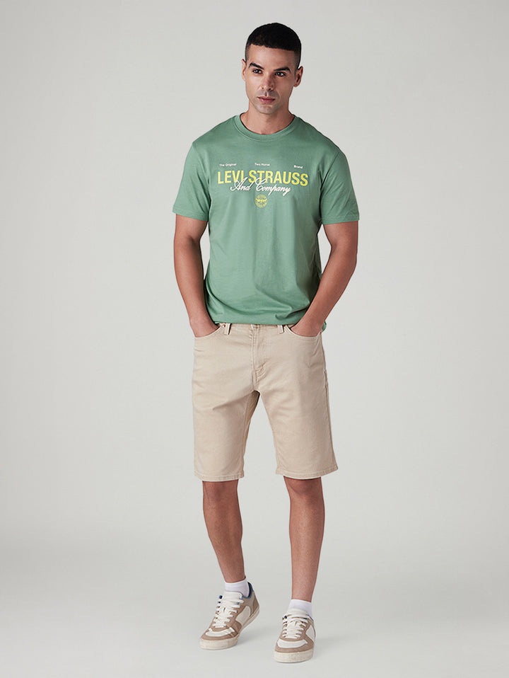 Men's 541 Beige Tapered Fit Mid Rise Shorts