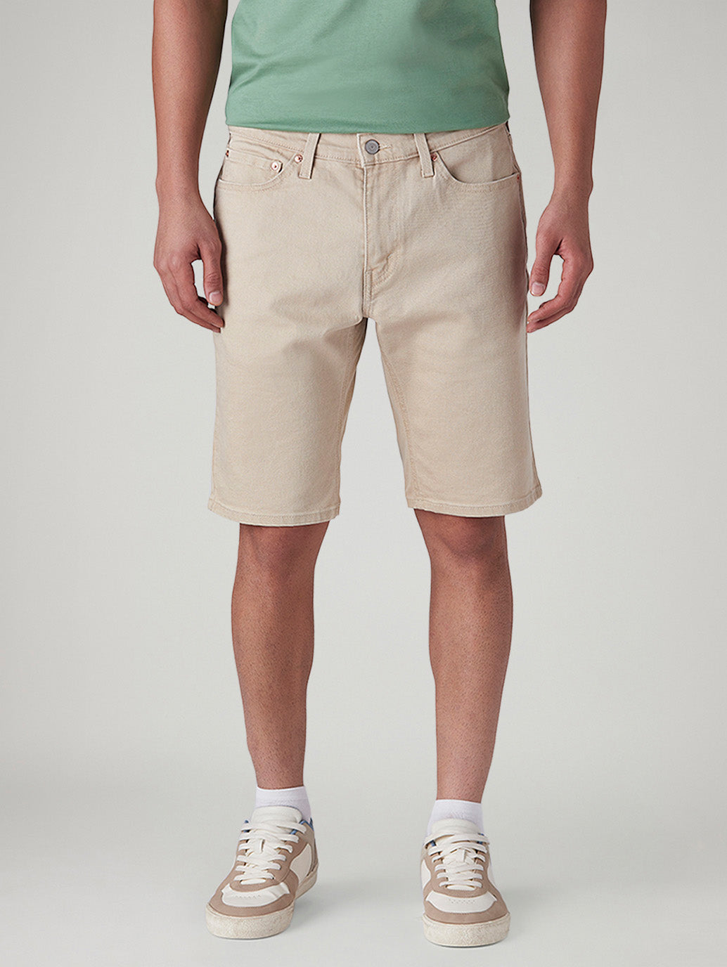 Men's 541 Beige Tapered Fit Mid Rise Shorts - Front View