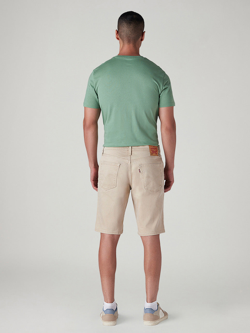 Men's 541 Beige Tapered Fit Mid Rise Shorts - Back View