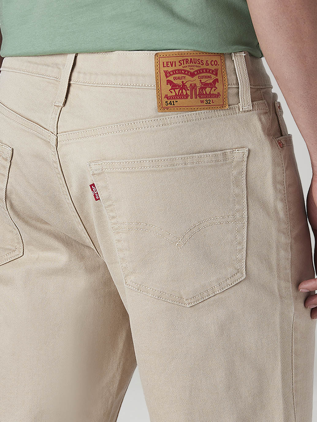 Men's 541 Beige Tapered Fit Mid Rise Shorts - Detail View