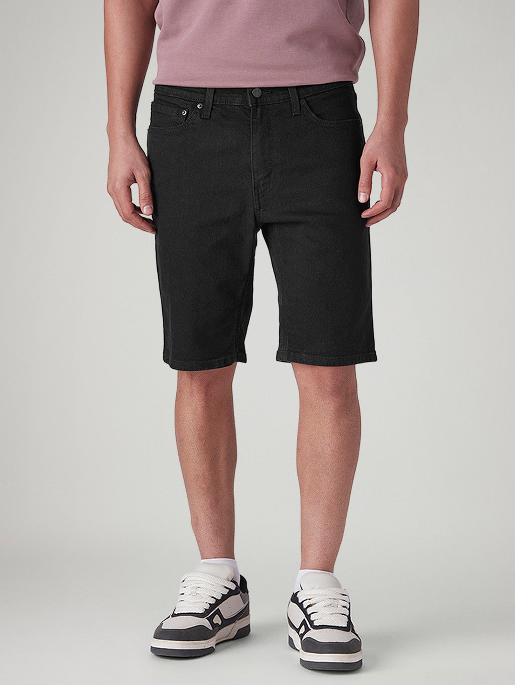 Men's 541 Black Tapered Fit Mid Rise Shorts - Front View
