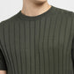 Men's Striped Olive Crew Neck Sweater