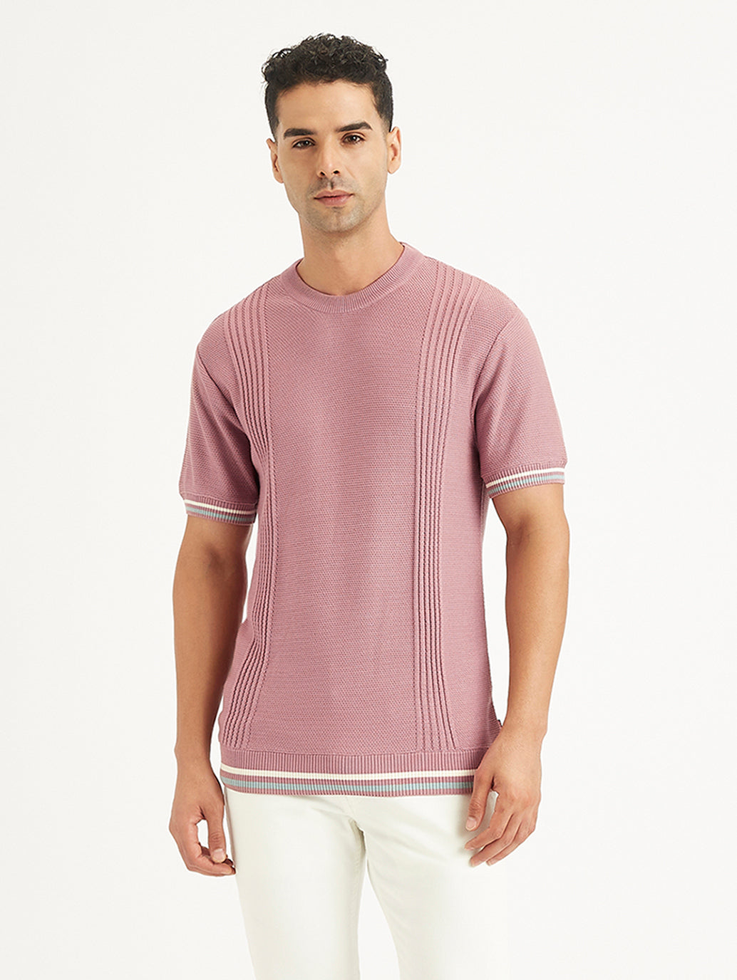 Men's Redloop Striped Slim Fit T-Shirt - Front View