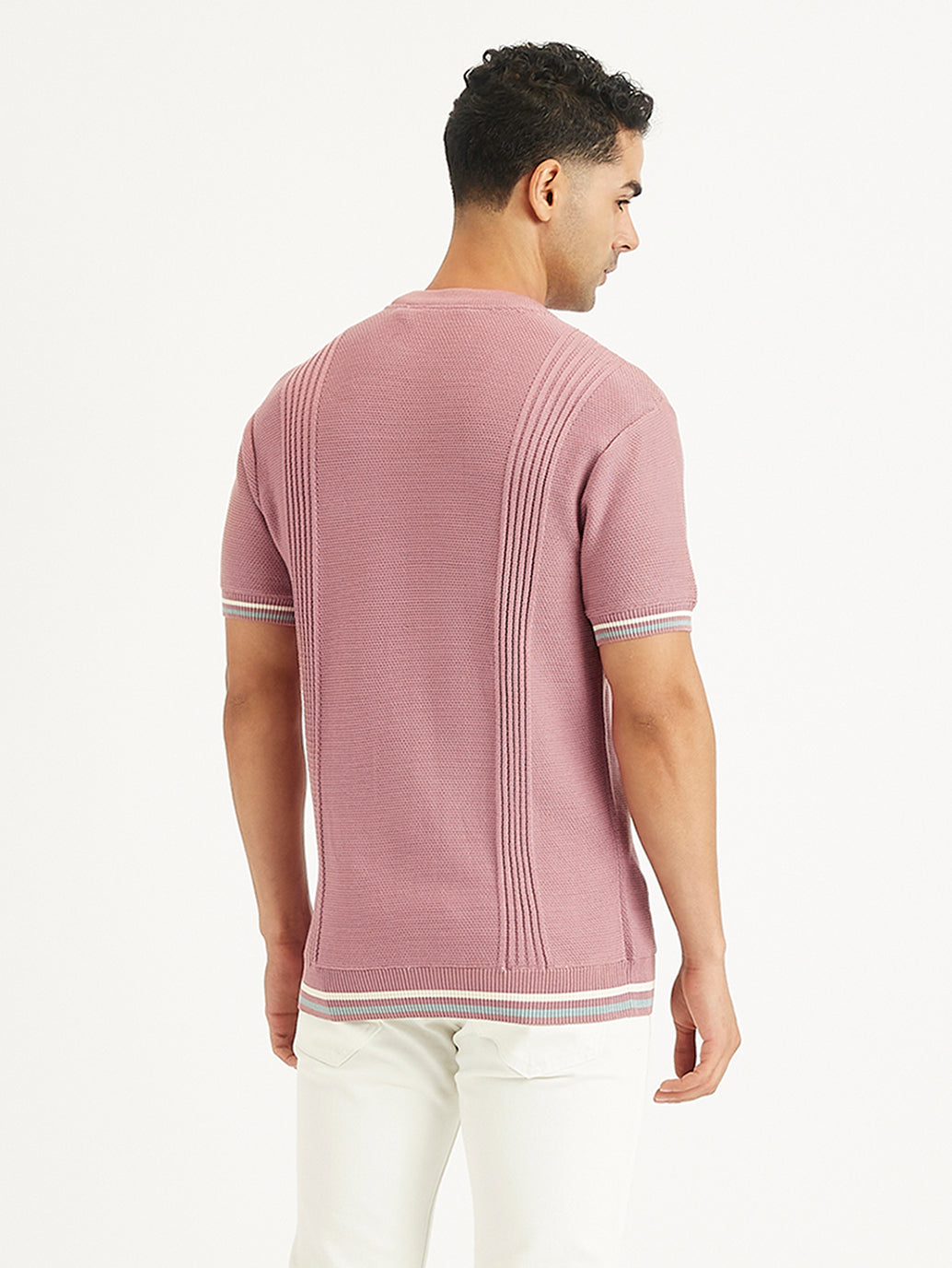 Men's Redloop Striped Slim Fit T-Shirt - Back View