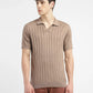 Men's Striped Khaki Polo Collar Sweater
