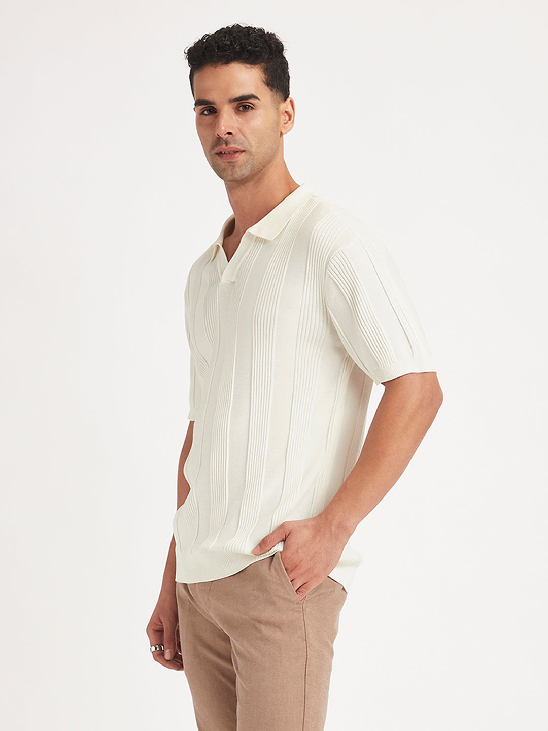 Men's Striped Slim Fit Polo T-Shirt