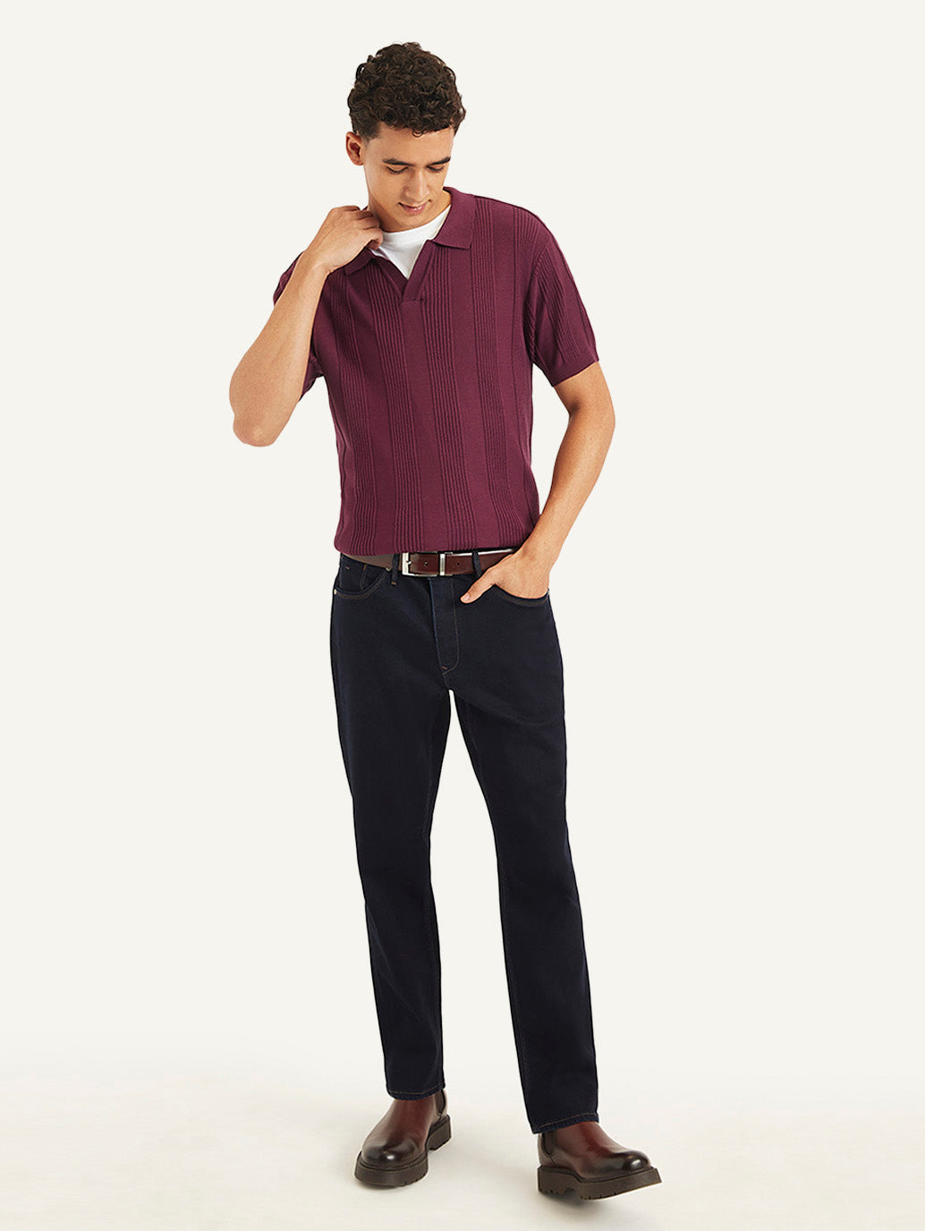 Men's Redloop Striped Slim Fit Polo T-Shirt