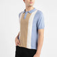 Men's Colorblock Blue Polo Collar Sweater