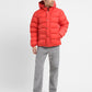 Men's Solid Red Hooded Quilted Jacket