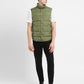 Men's Solid Green Band Neck Quilted Jacket