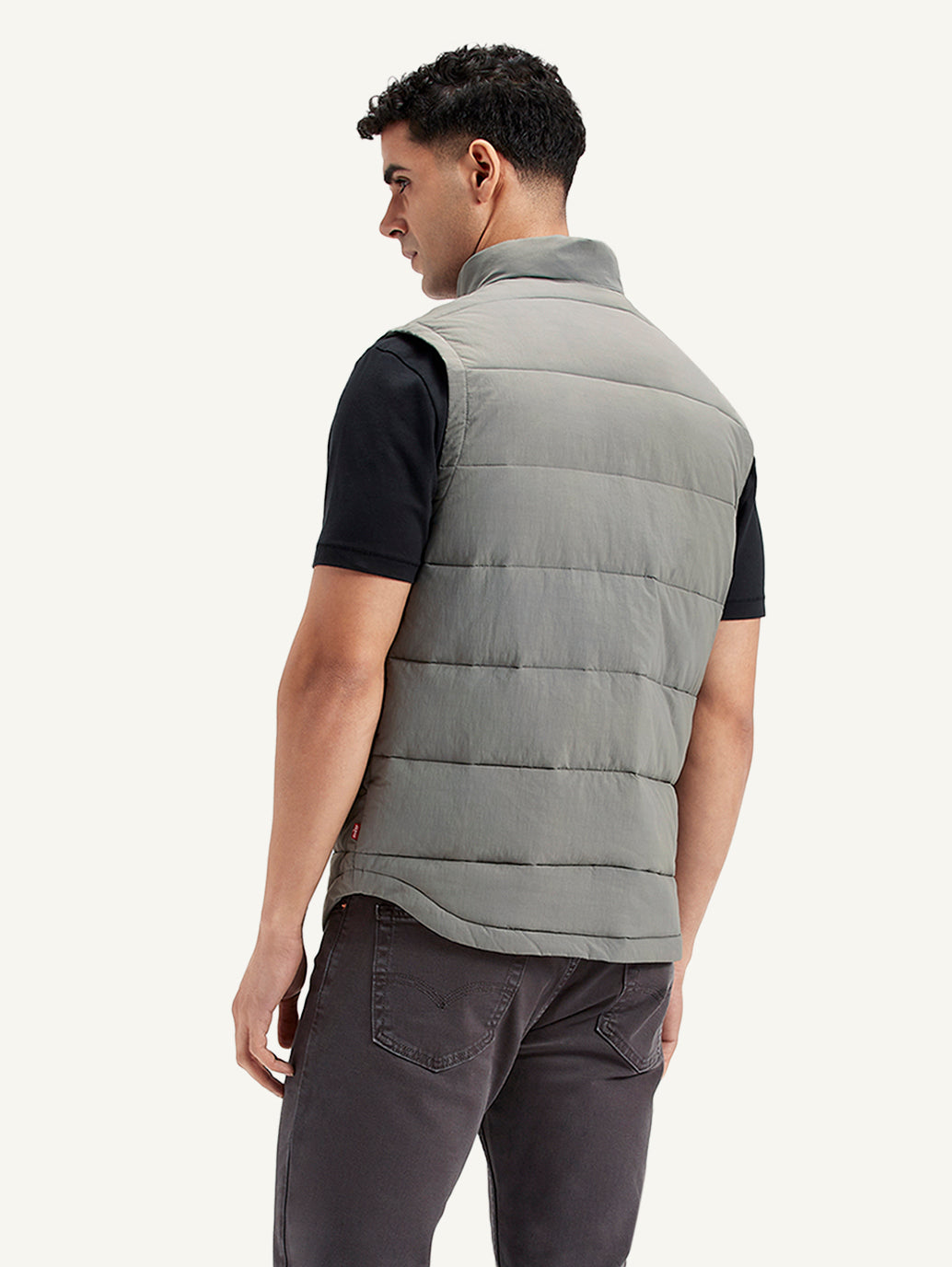 Men's Quilted Grey High Neck Puffer Jacket