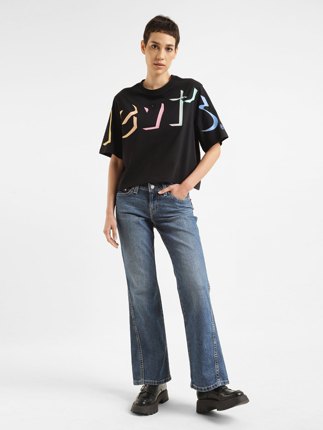 Women's Blue Naughties Bootcut Fit High Rise Jeans