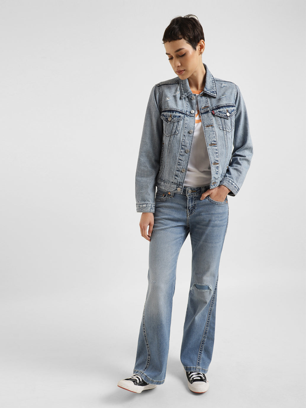 Women's Blue Bootcut Fit High Rise Jeans
