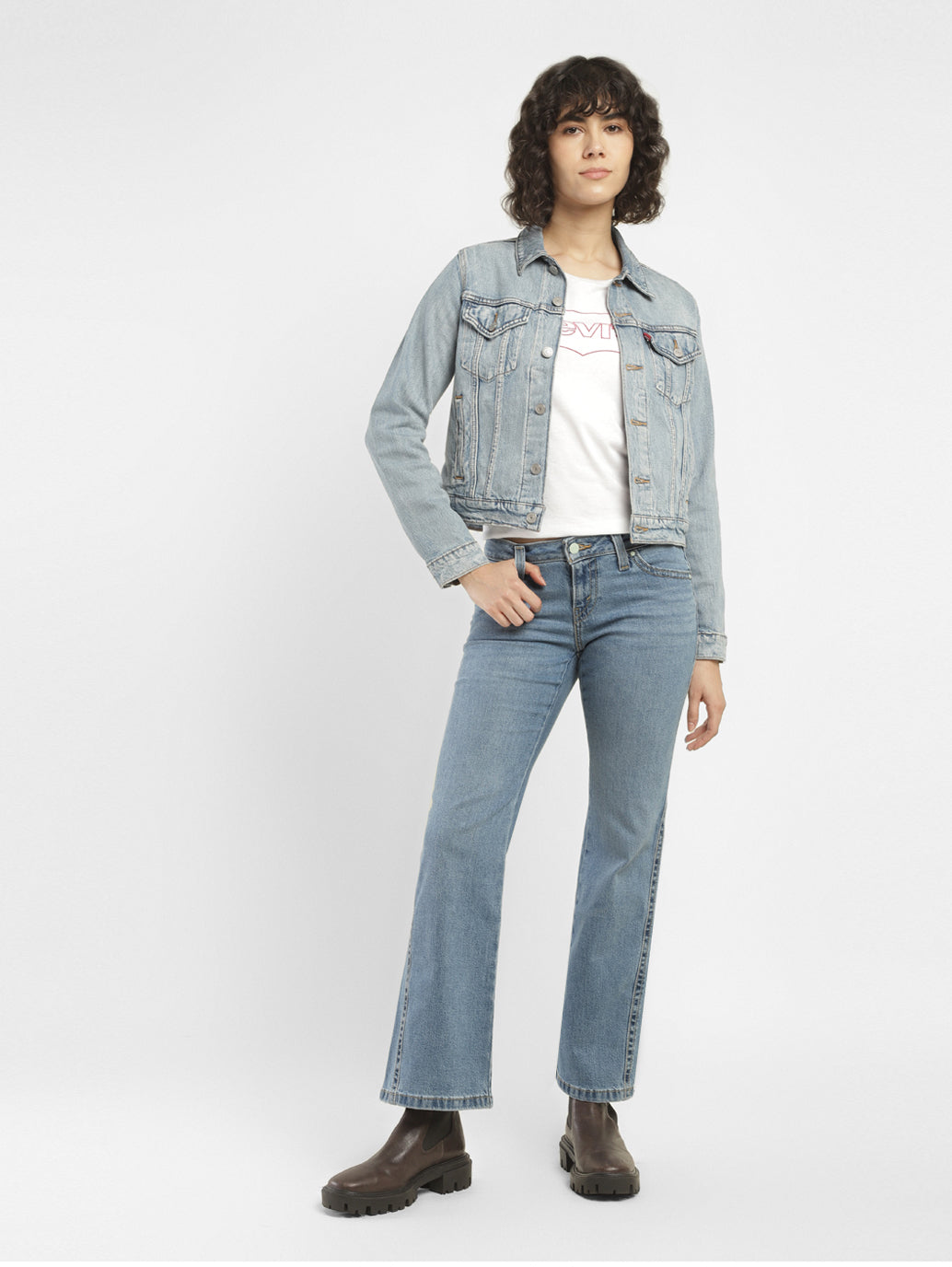 Women's Blue Bootcut Fit Mid Rise Jeans
