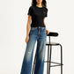 Women's High Rise Ribcage Indigo Wide Leg Jeans