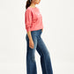 Women's Blue Ribcage Bell Bottom Wide Leg Fit High Rise Jeans - 6e065b09-a593-4ee6-a77a-76e3dfb685f9 View