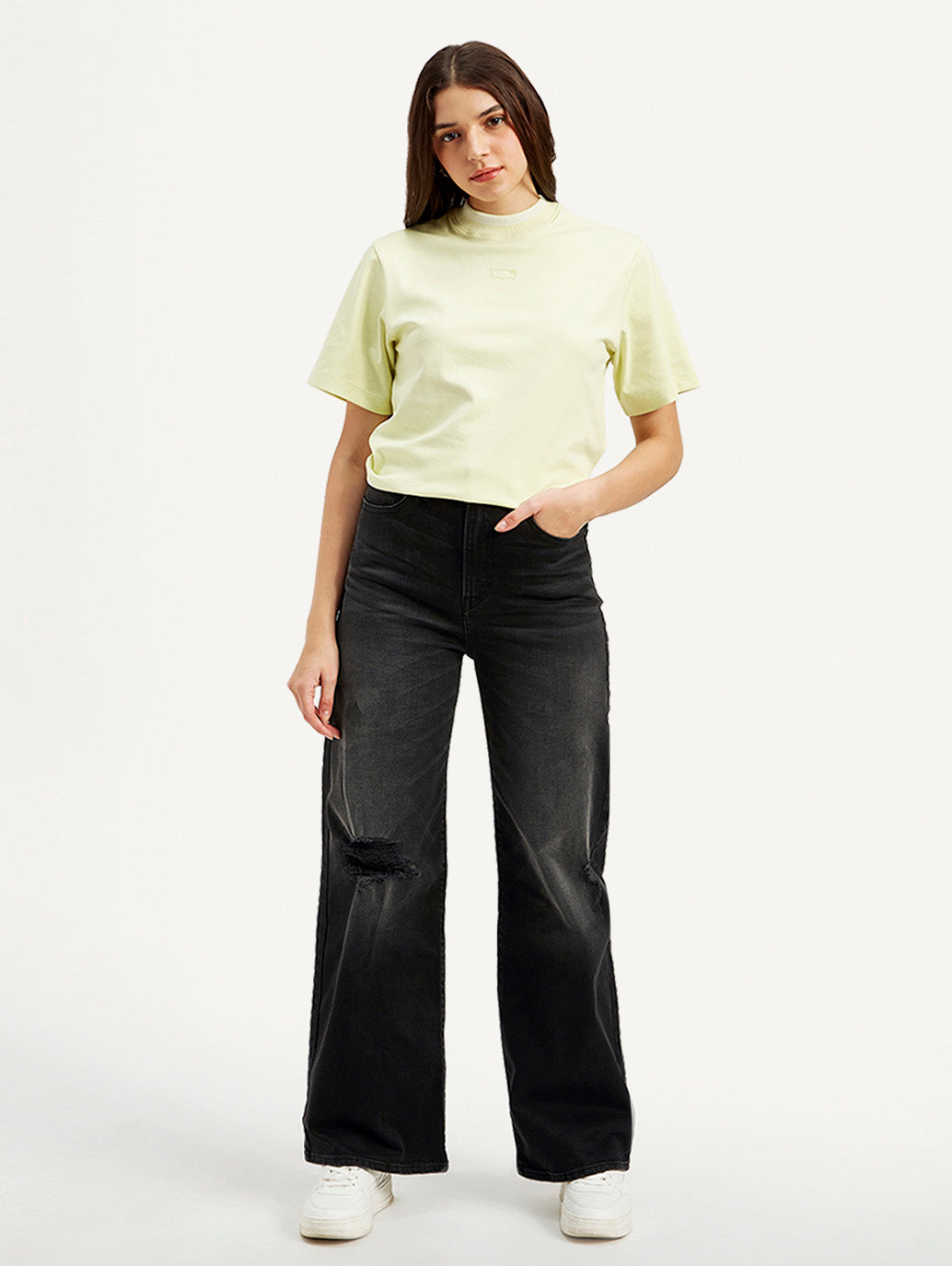 パンツ 00s Levi's 607 black flared denim Y2K Women's Black Ribcage Bell Bottom Wide Leg Fit High Rise