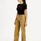Women's Khaki Ribcage Bell Bottom Wide Leg Fit High Rise Jeans - 20 View