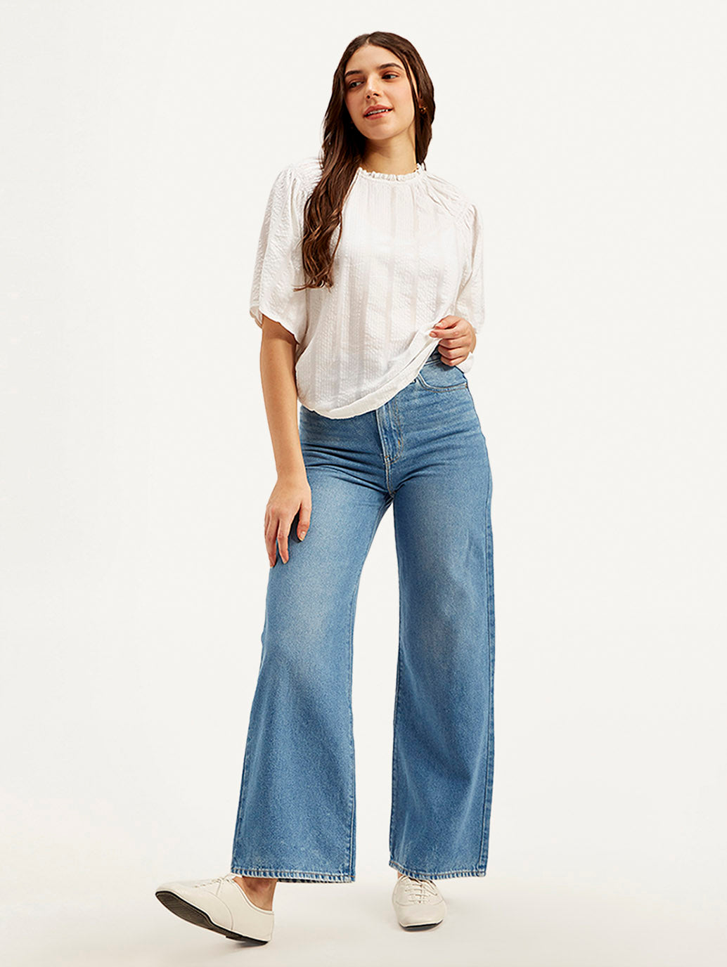 Women's High Rise Straight Fit Blue Jeans