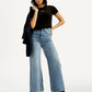 Women's Light Indigo Ribcage Wide Leg Fit High Rise Jeans - Elevated View