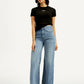 Women's Light Indigo Ribcage Wide Leg Fit High Rise Jeans - Styleshot View