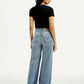Women's Light Indigo Ribcage Wide Leg Fit High Rise Jeans - Back View