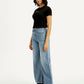 Women's Light Indigo Ribcage Wide Leg Fit High Rise Jeans - Side View