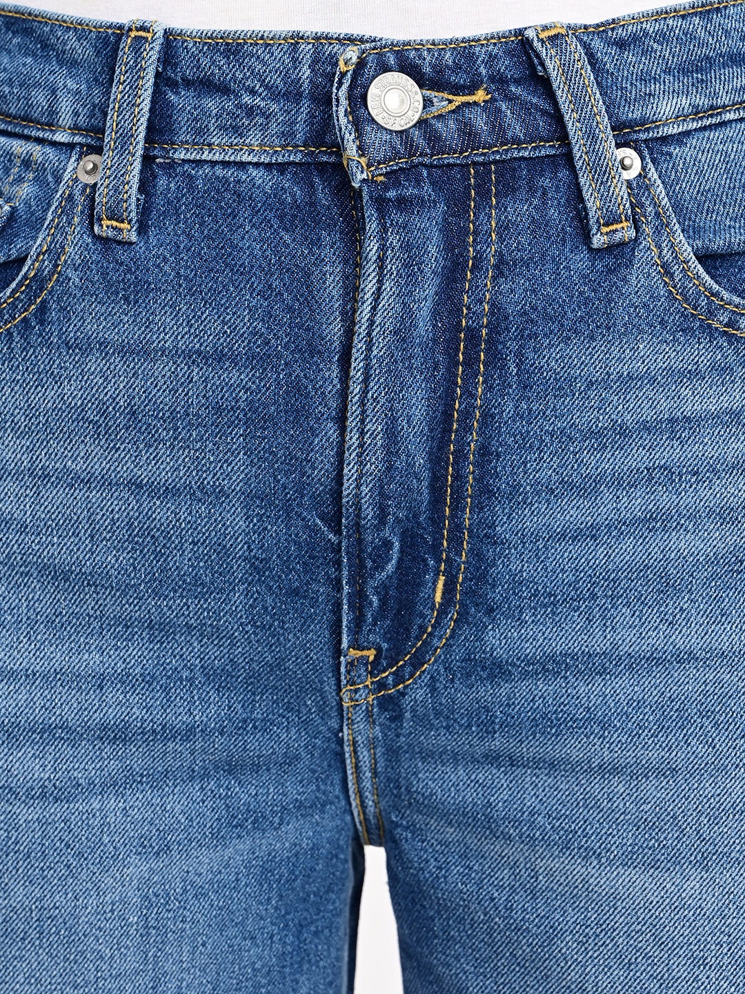 Women's Blue Mile High Wide Leg Fit High Rise Ribcage Jeans - detail View