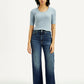 Women's Dark Indigo Ribcage Wide Leg Fit High Rise Jeans - Front View