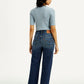 Women's Dark Indigo Ribcage Wide Leg Fit High Rise Jeans - Back View