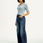 Women's Dark Indigo Ribcage Wide Leg Fit High Rise Jeans - Side View