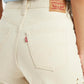 Women's Cream Ribcage Wide Leg Fit High Rise Jeans - Detail View