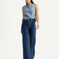 Women's Blue Ribcage Wide Leg Fit Dark High Rise Jeans - Styleshot View