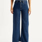 Women's Blue Ribcage Wide Leg Fit Dark High Rise Jeans - Front View