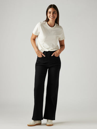 levi's Women's Black Ribcage Wide Leg Fit High Rise Jeans-picture-28