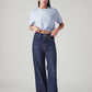 Women's Dark Blue Ribcage Wide Leg Fit High Rise Jeans - Styleshot View
