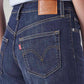 Women's Dark Blue Ribcage Wide Leg Fit High Rise Jeans - Detail View