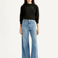 Women's Light Blue Ribcage Wide Leg Fit High Rise Jeans - Front View