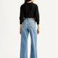Women's Light Blue Ribcage Wide Leg Fit High Rise Jeans - Back View