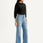 Women's Light Blue Ribcage Wide Leg Fit High Rise Jeans - Side View