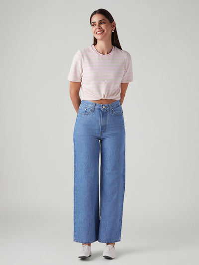 levi's Women's Blue Ribcage Wide Leg High Rise Jeans-picture-17