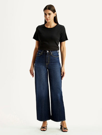 levi's Women's Tinted Navy Blue Ribcage Wide Leg Fit High Rise Jeans-picture-29