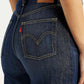 Women's Tinted Navy Blue Ribcage Wide Leg Fit High Rise Jeans - Detail View